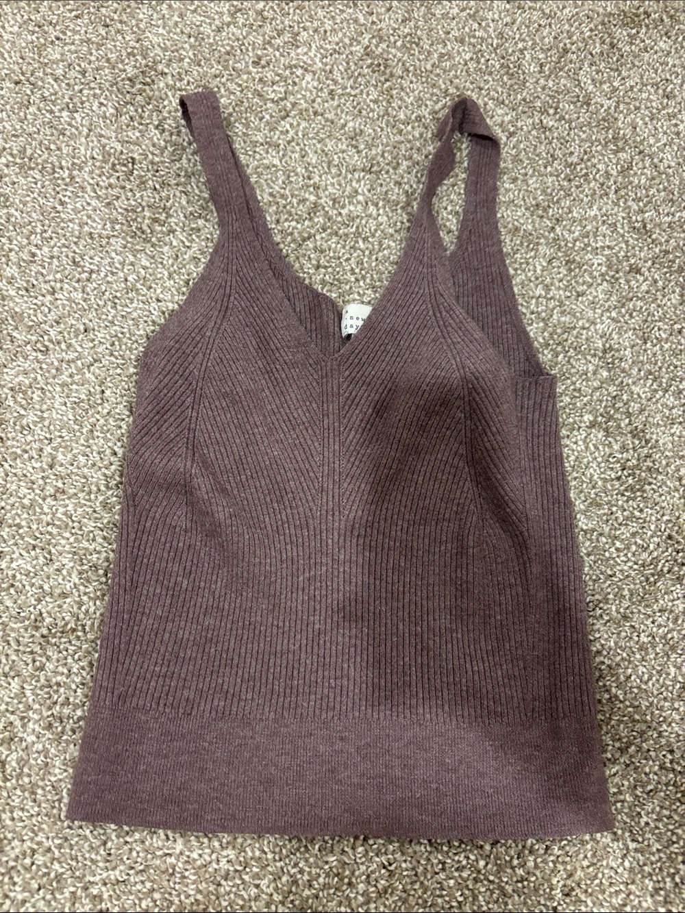 a new day Ribbed V-Neck Tank Top - Brown